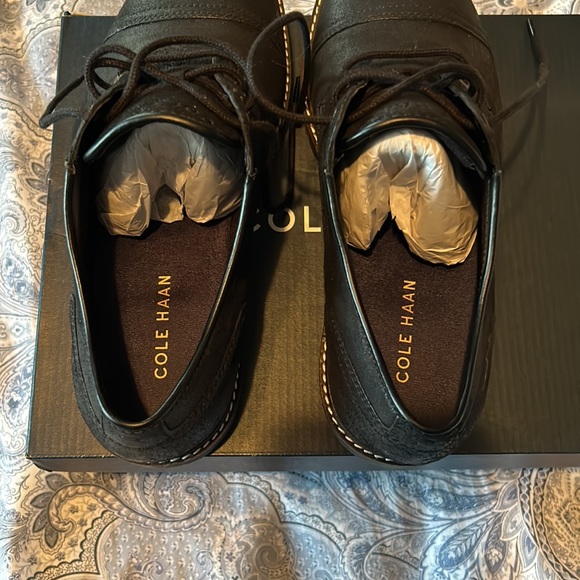 Cole Haan Black leather lace up Nathan Cap Oxford - Picture 6 of 7